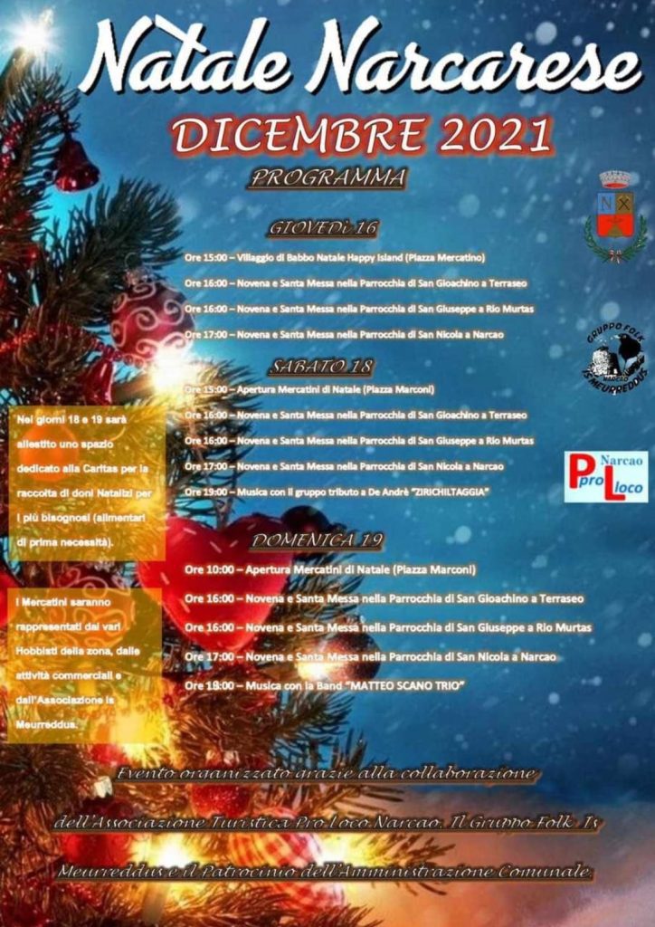 Programma dell'evento Natale Narcao 2021